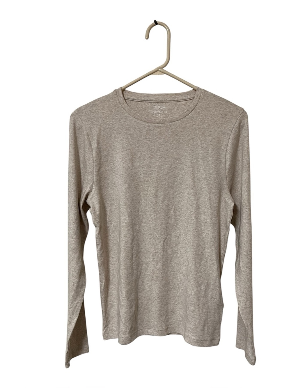 J CREW Women's Size L Beige Long Sleeve Every Day Tee Pullover Top NWT